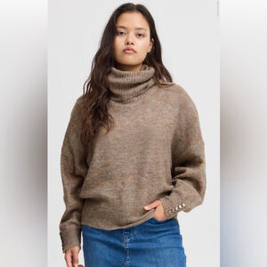 ICHI denmark grey Kamara turtleneck knit sweater alpaca blend size small